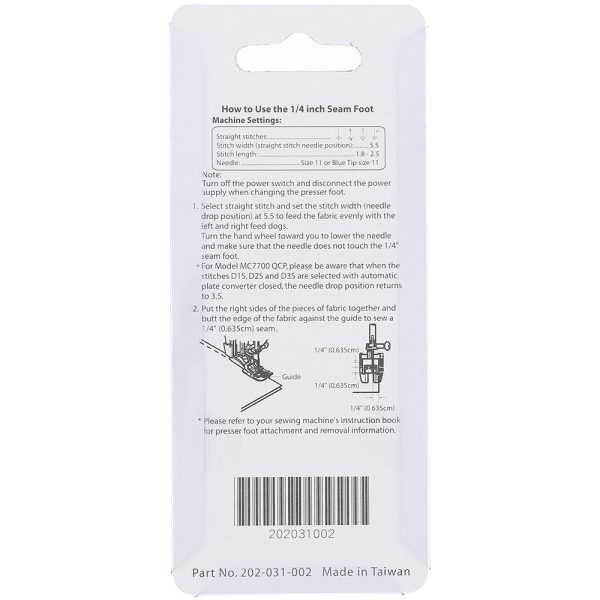 1 4  Acufeed Seam Presser Foot, Janome #202031002 Hot on Sale - Image 3