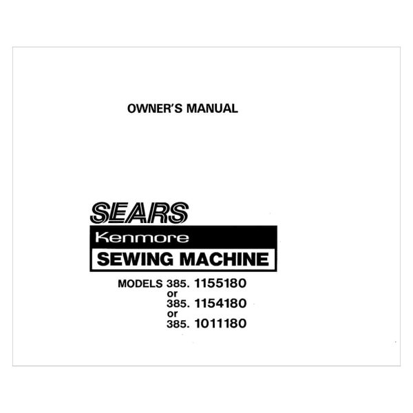 Kenmore 385.115418 0Instruction Manual Online Sale